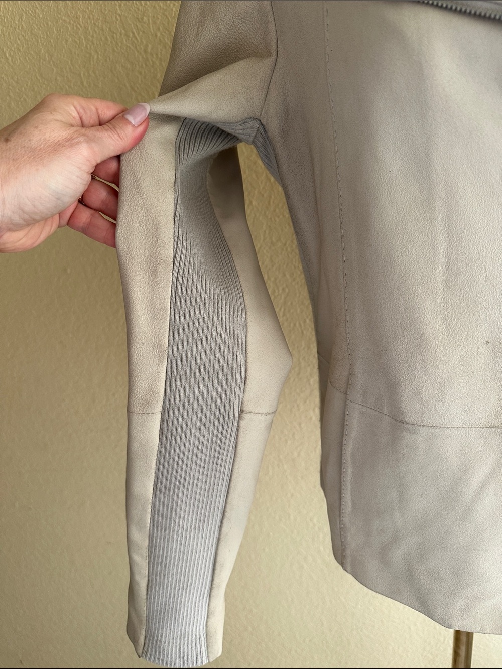 Vince Beige Asymmetrical Multiway Zip Leather Jacket - Picture 9 of 16